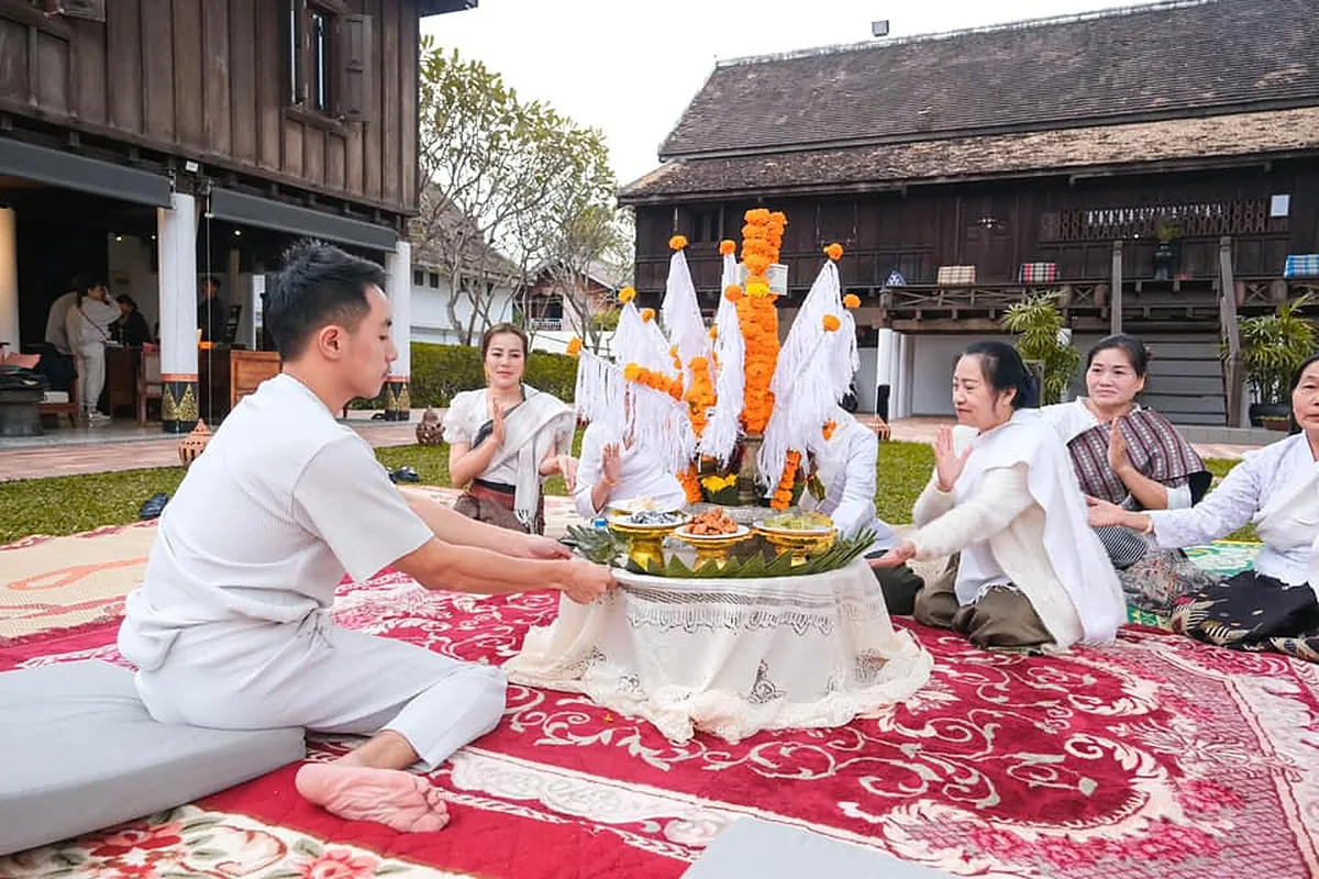 Traditional Baci blessing ceremony in Laos